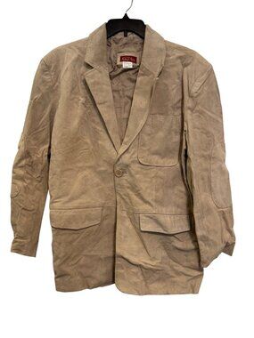 Haband Lions Den Beige Genuine Leather Blazer Jacket Mens Size M